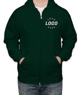 Gildan Midweight Zip Hoodie - Embroidered - Color: Forest Green