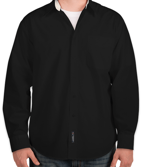 Port Authority Tall Long Sleeve Easy Care Shirt in Black / Light Stone