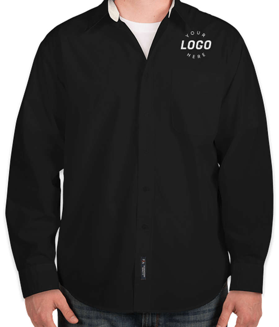 Port Authority Tall Long Sleeve Easy Care Shirt in Black / Light Stone