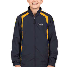 Sport-Tek Youth Full Zip Colorblock Warm-Up Jacket - Color: True Navy / Gold