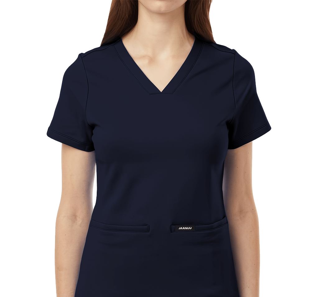 Jaanuu Women's Cesi Ultrasoft Two-Pocket V-Neck Scrub Top - Embroidered-default