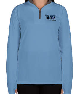 Badger Women's Contrast Quarter Zip Performance Shirt - Color: Columbia Blue / Graphite