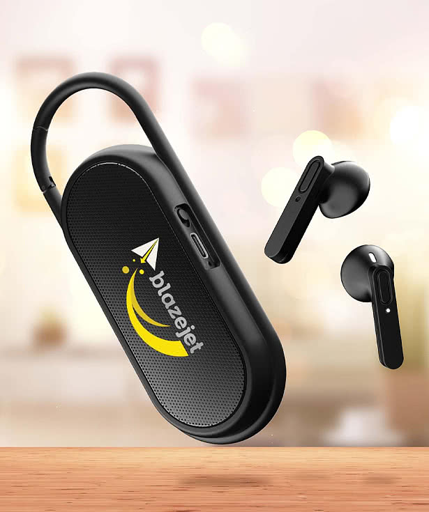 Full Color Clip Buddies Wireless Speaker and Earbuds