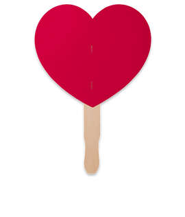 Full Color Heart Shaped Hand Fan - Color: Cardinal