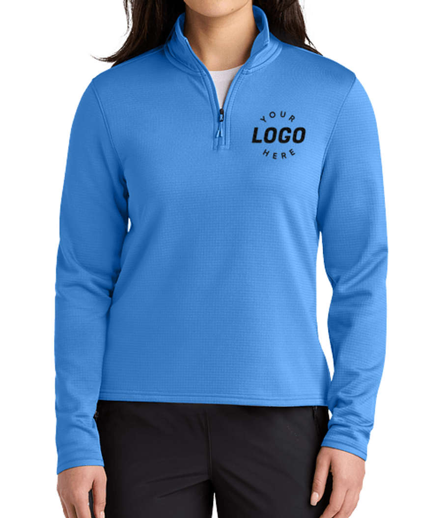 The North Face Women's Aim Fleece Quarter Zip Sweatshirt - Embroidered in Marina Blue
