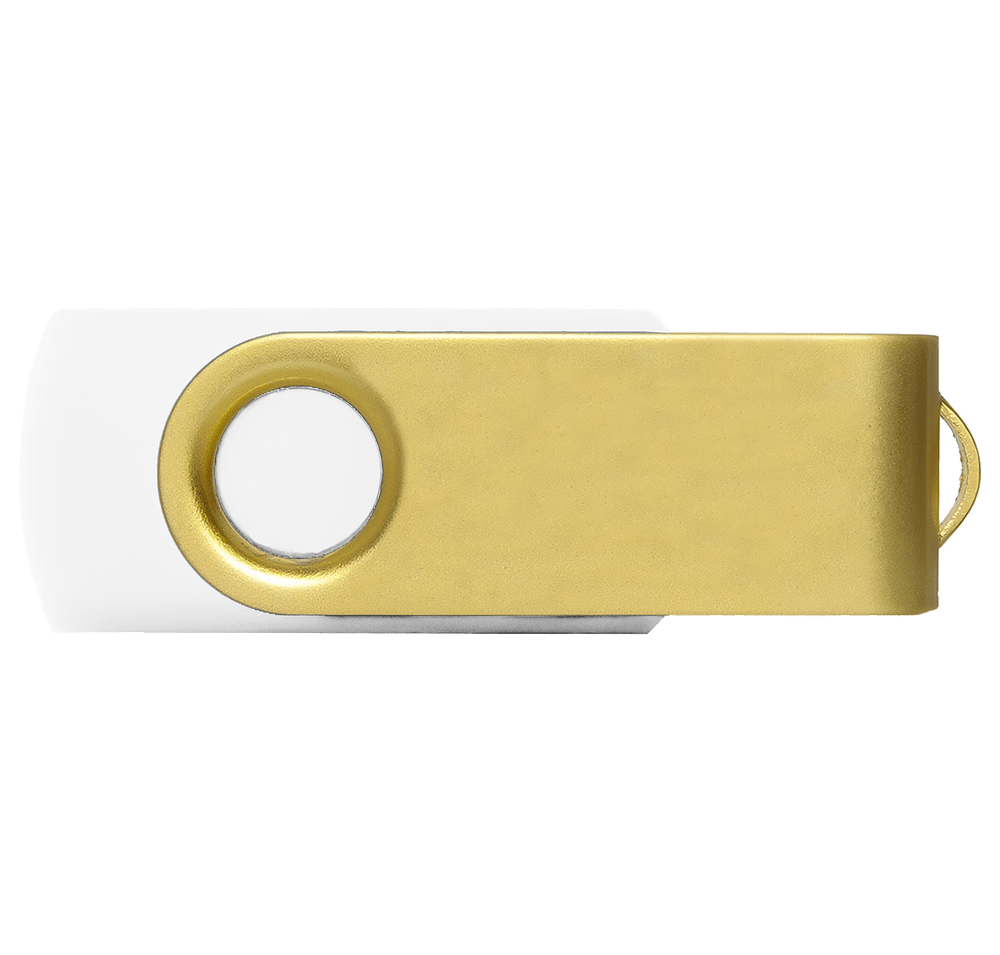 Full Color Gold Matte Swivel USB Flash Drive 32GB-default