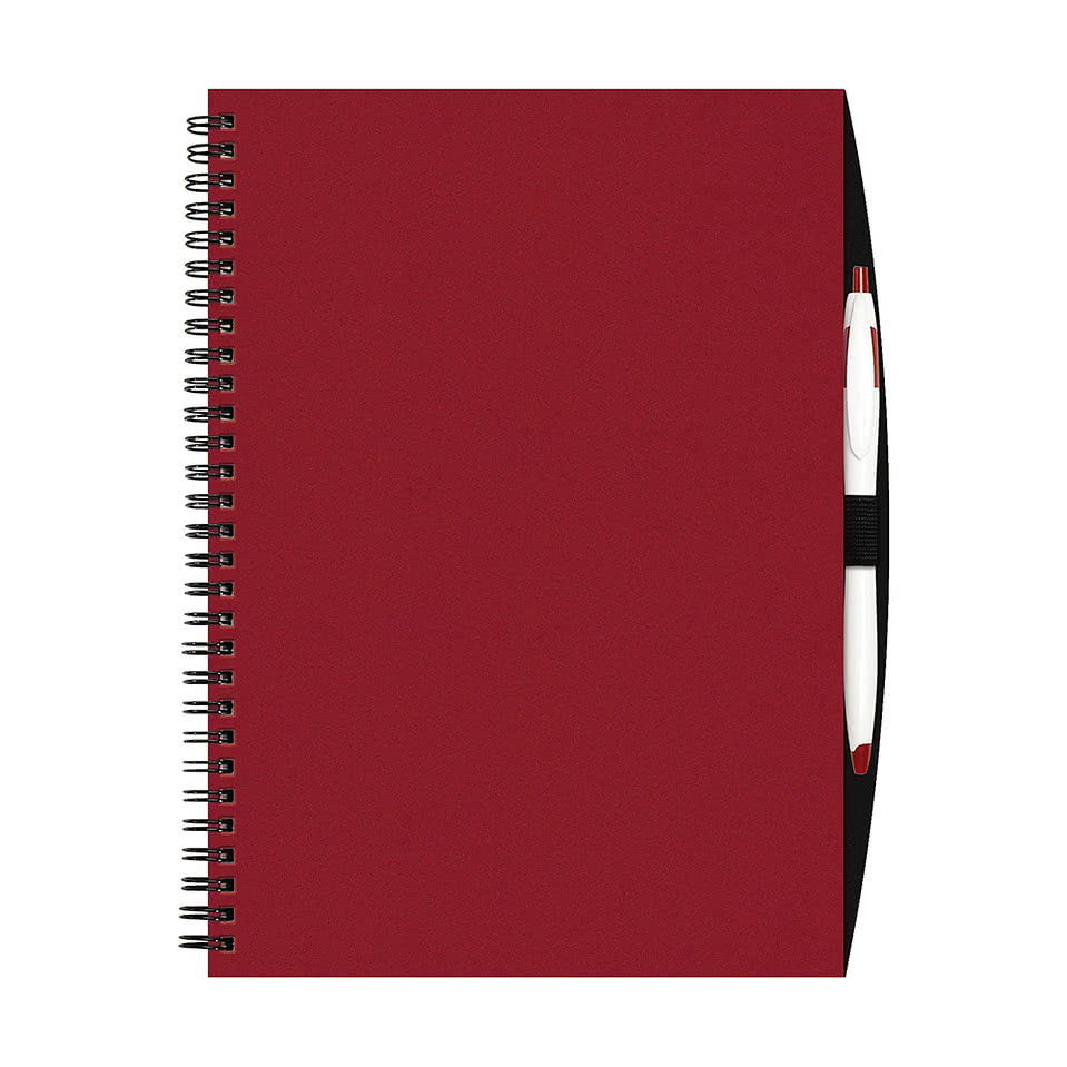 JournalBooks ® Debossed ValueBook Large Hard Cover Spiral Notebook with Pen