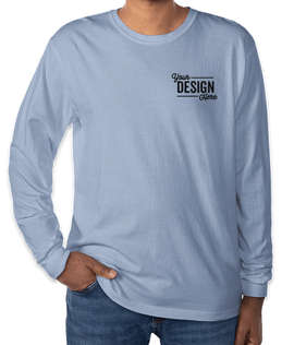 Comfort Colors 100% Cotton Long Sleeve T-Shirt - Embroidered - Color: Washed Denim