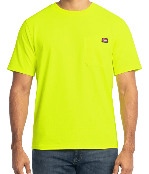 Wrangler Workwear Heavyweight Pocket T-shirt - Embroidered in Yellow