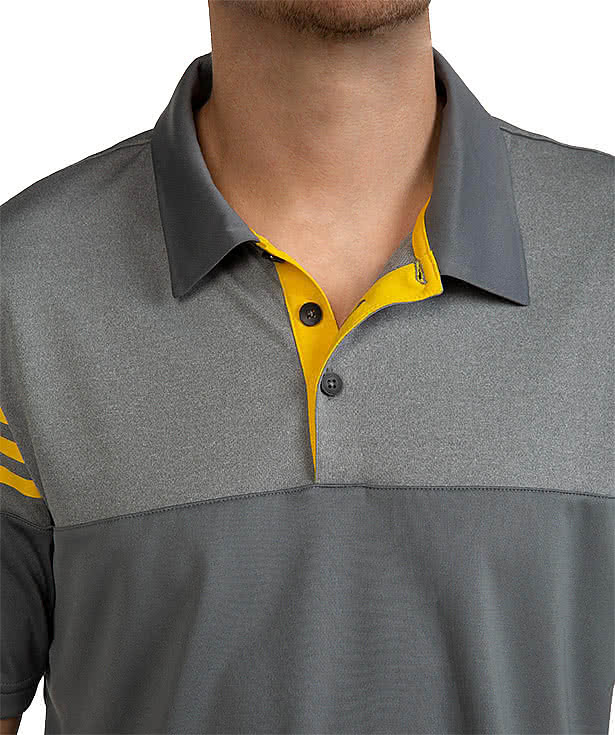 Adidas 3 stripe heather hot sale block golf polo shirt