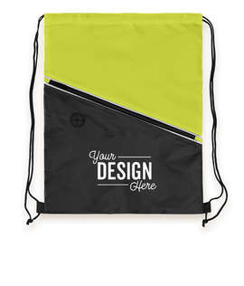 Contrast Zipper Drawstring Bag - Color: Lime Green