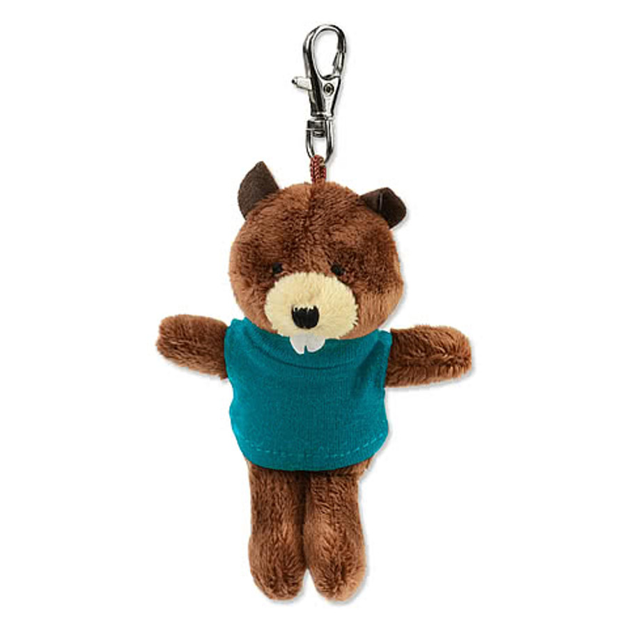 Full Color Wild Bunch 4" Beaver Plush Animal Keychain in Light Blue