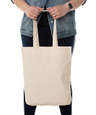 Medium Self-Fabric Handles Gusseted Canvas Tote Bag