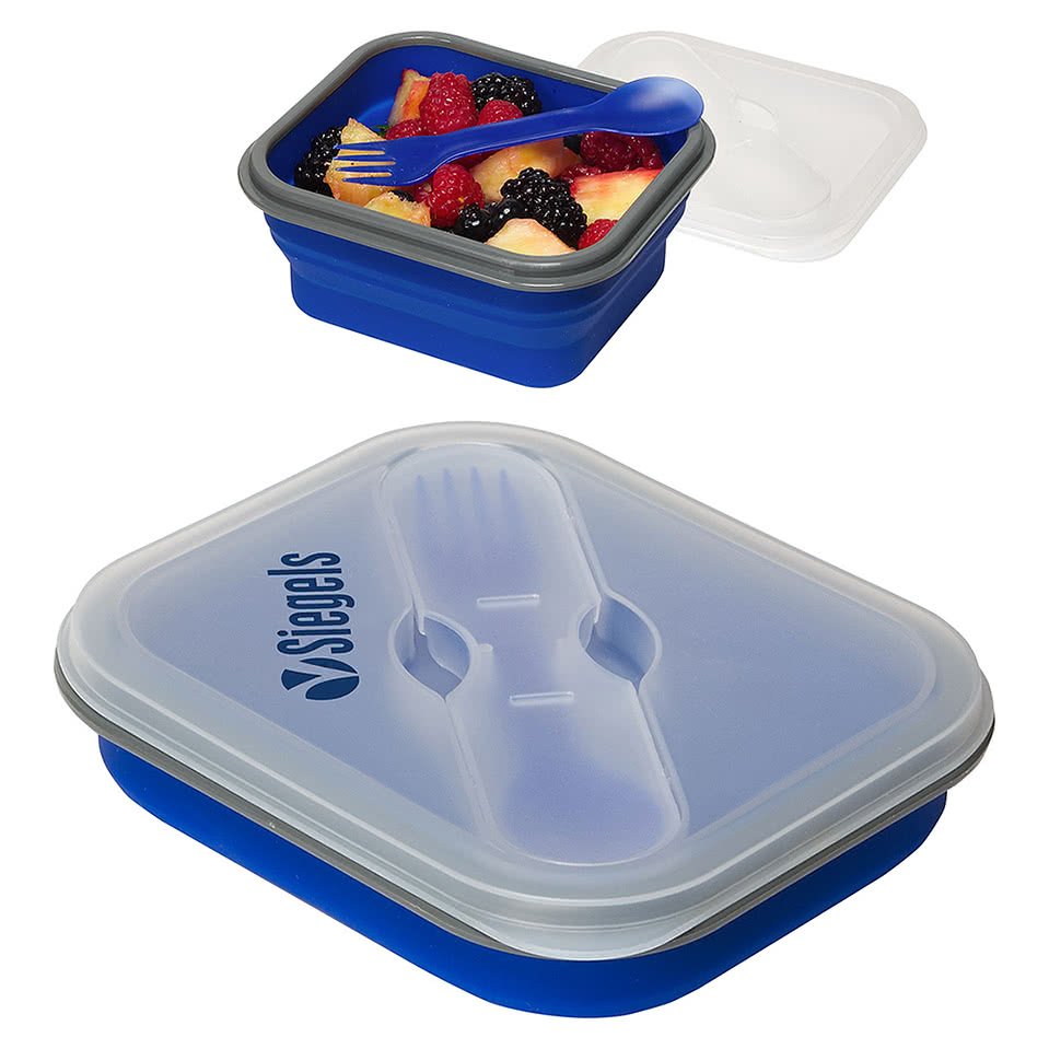 Collapsible Silicone Lunch Box with Utensils