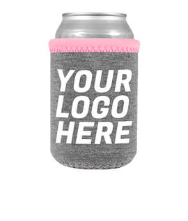 Heathered Jersey Neoprene Can Cooler - Color: Charcoal Gray / Pastel Pink / Neon Pink
