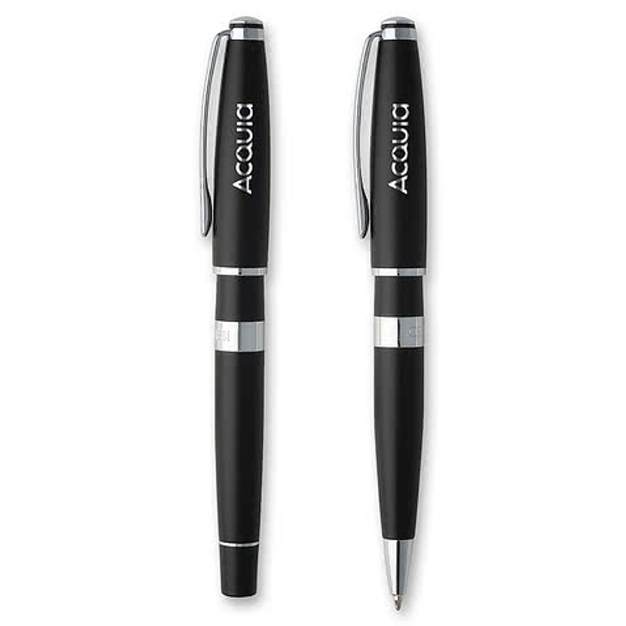 Cerruti 1881 Bicolore Ballpoint & Rollerball Pen Gift Set in Black