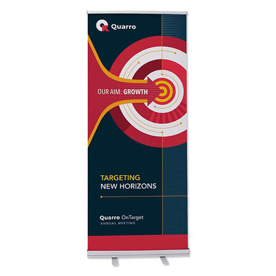 Full Color 34" x 83.5" Retractable Banner Kit in White