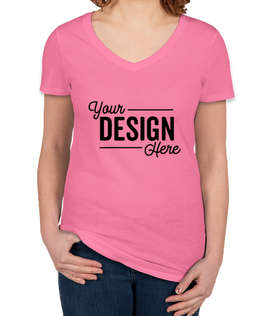 Canada - Threadfast Women's Slim Fit Lightweight V-Neck Pigment Dyed T-shirt - Color: Charity Pink