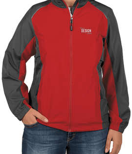 Core 365 Women's Colorblock Lightweight Full Zip Jacket - Color: Classic Red / Carbon