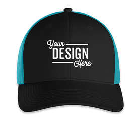 Outdoor Cap Low Profile Trucker Hat - Color: Black / Neon Blue