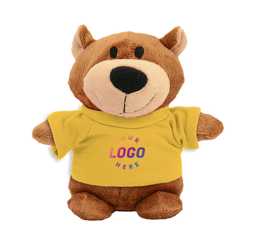 Full Color Bean Bag Buddies 6" Bear Plush Animal in Yellow
