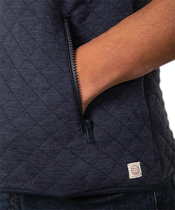 Marine Layer Corbet Quilted Vest - Faux Leather Patch