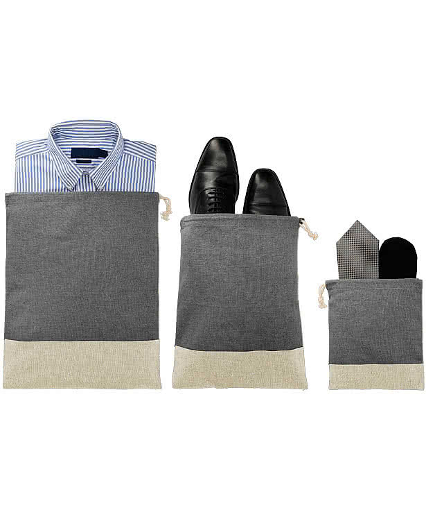 Split Recycled 3-Piece Travel Pouch Set