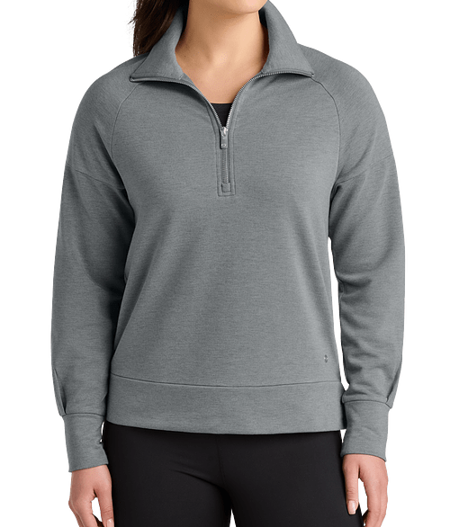 OGIO Women's Luuma Half Zip Sweatshirt - Printed in Petrol Grey Heather