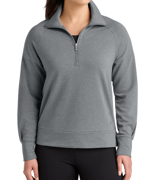 OGIO Women's Luuma Half Zip Sweatshirt - Embroidered in Petrol Grey Heather