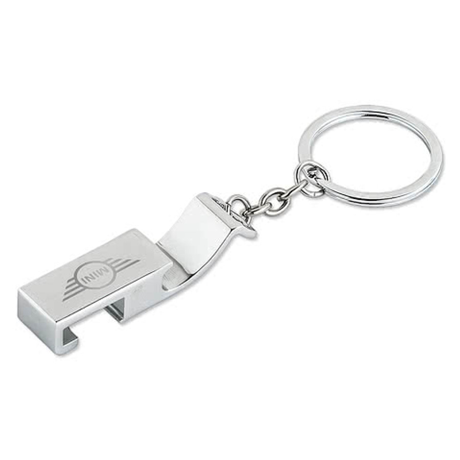 Laser Engraved Phone Holder and Bottle Opener Keychain in Silver