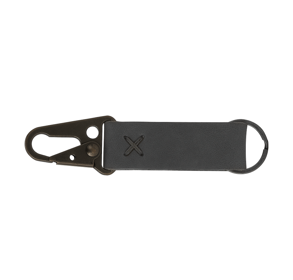 Debossed Busker Leather Keychain with Antique Nickel Carabiner-default