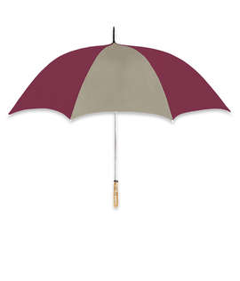 60" Arc Color Block Golf Umbrella - Color: Khaki / Maroon