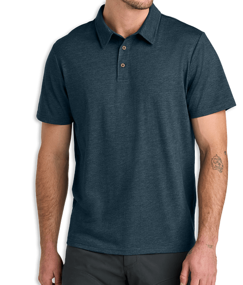 Tentree TreeBlend Astir Tri-Blend Polo in Moonlit Ocean Heather