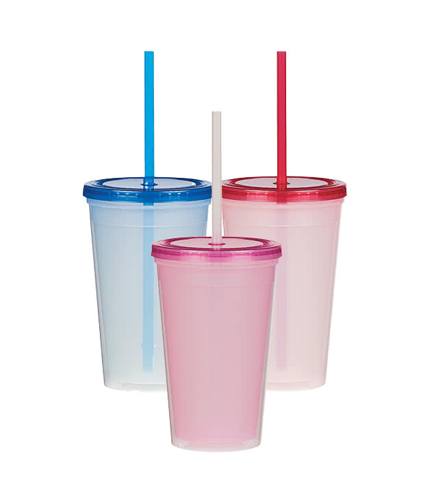 16 oz. Promotional Color Changing Tumbler with Straw