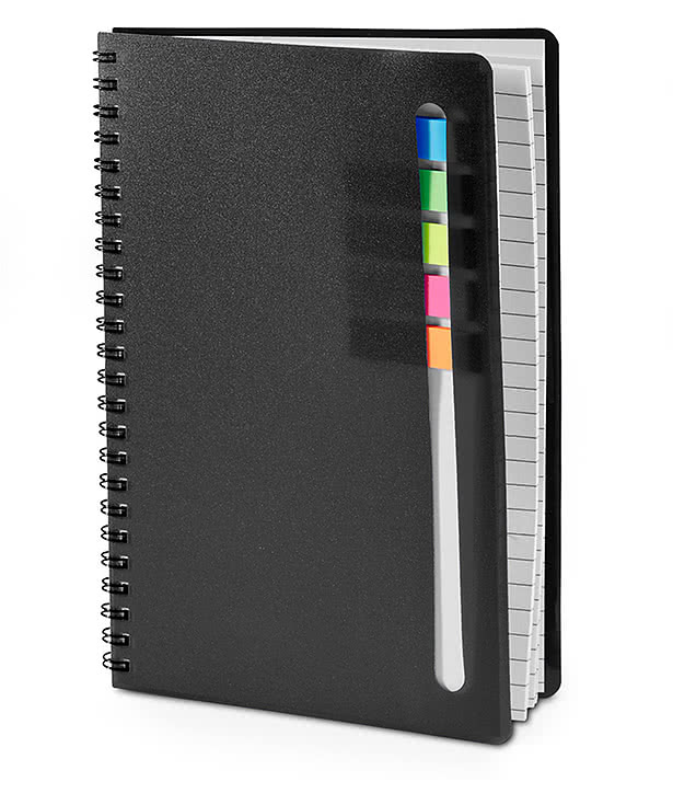 Semester Plastic Cover Spiral Notebook with Sticky Flags