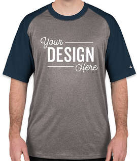 Badger Pro Heather Short Sleeve Raglan Performance Shirt - Color: Steel / Navy