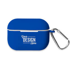 Laser Engraved Earbud Case Cover with Carabiner - Color: Blue