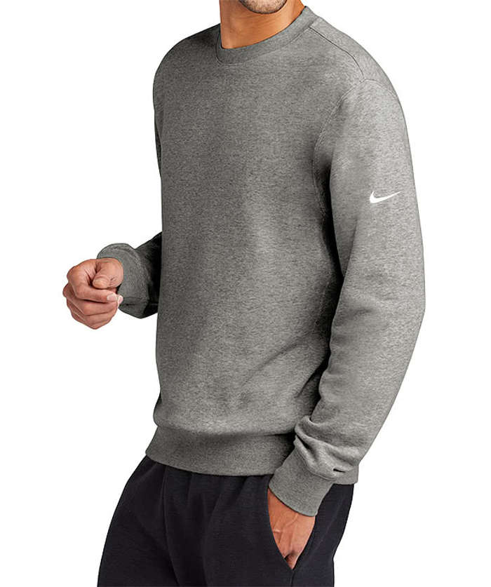 Custom Nike Club Fleece Sleeve Swoosh Crewneck Sweatshirt Design