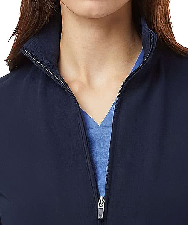 Jaanuu Women's Ceri Essential Six-Pocket Full-Zip Scrub Jacket - Printed