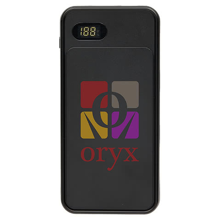 Full Color UL Listed 10,000 mAh 20W Digital Display Power Bank in Black