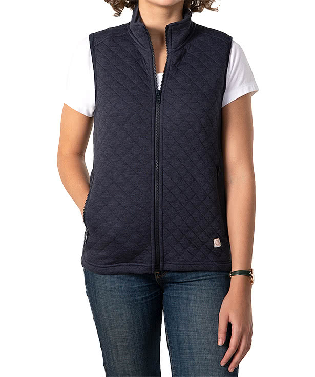 Marine Layer Women's Corbet Quilted Vest - Faux Leather Patch