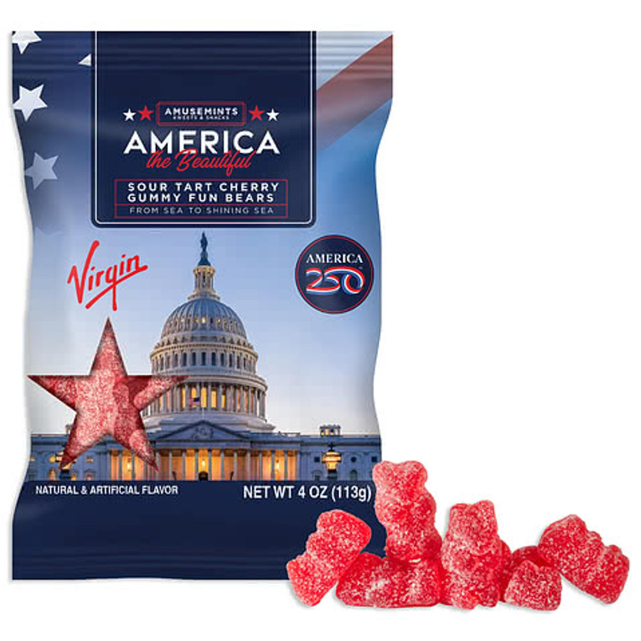 Full Color America250™ 4 oz. Cherry Gummy Bears in Bold Cherry Flavor