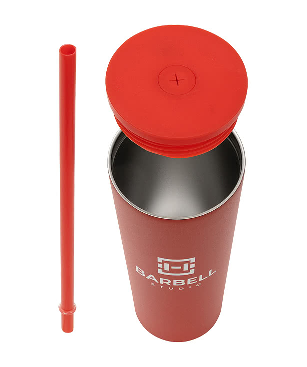 Full Color 24 oz. Bradford Stainless Steel Insulated Tumbler with Straw