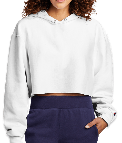 Champion white cropped hoodie cheap