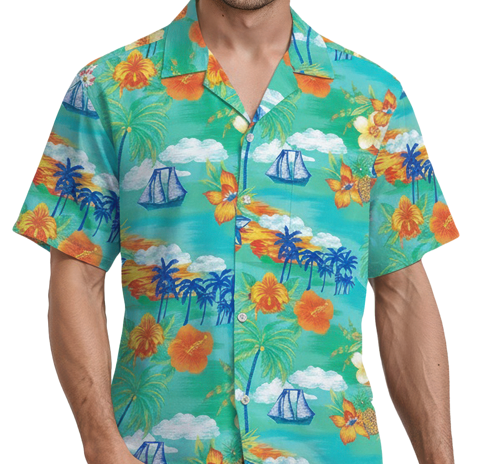 Blue Generation Tropic Print Short Sleeve Camp Shirt-default