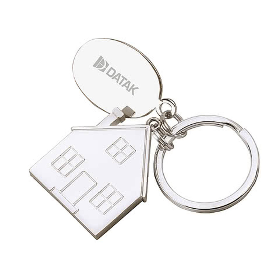 Laser Engraved House Tag Keychain in Silver