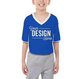 Augusta Youth Cutter+ UPF 50 V-Neck Jersey - Color: Royal / White