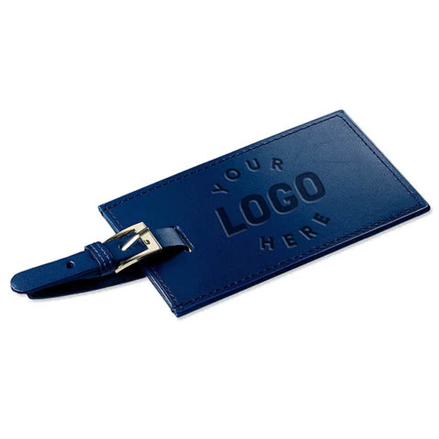 Debossed Whitney Leather Luggage Tag in Black