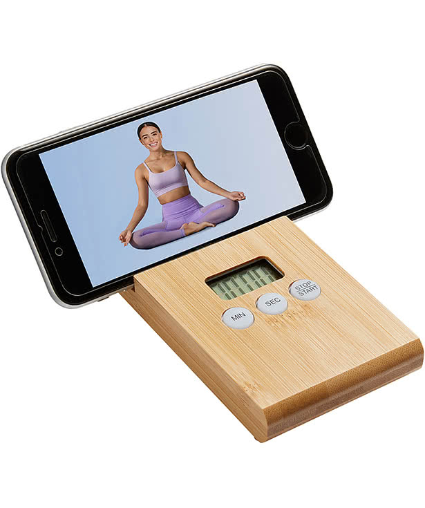 Laser Engraved Home & Table Bamboo Timer and Phone Stand