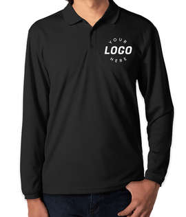 Clique by Cutter & Buck Eco Long Sleeve Performance Pique Polo - Color: Black